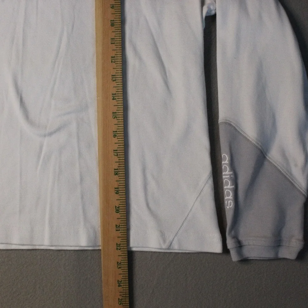 Adidas Men's Long Sleeve V-Neck Activewear Top White/Gray Size Large